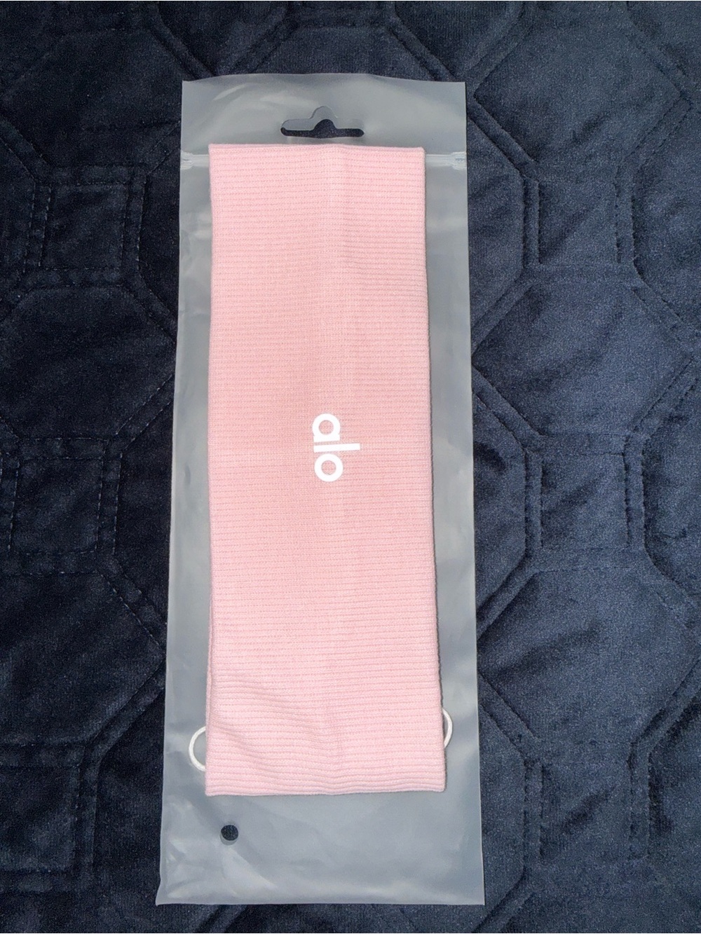 ALO Yoga Light Pink Ribbed Headband with Logo